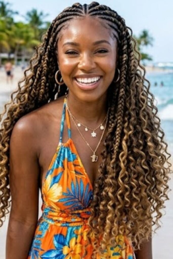 Goddess Braids with Curly Ends