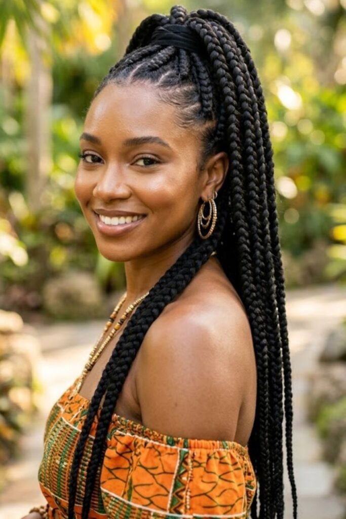 High Ponytail Dookie Braids