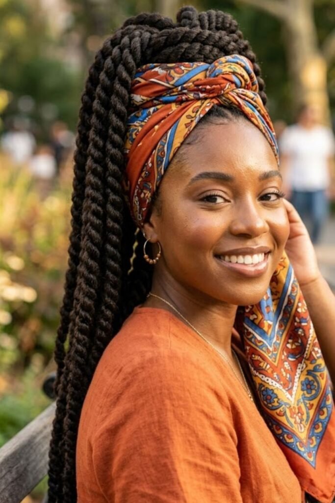 Jumbo Havana Twists with Scarf Wrap