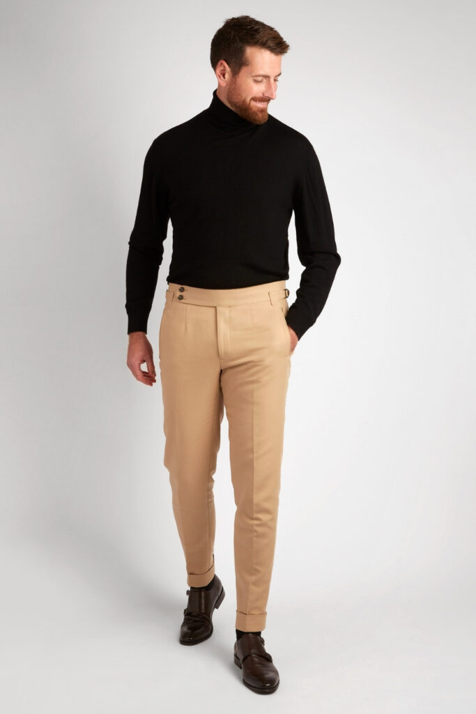 Khaki pants with a turtleneck