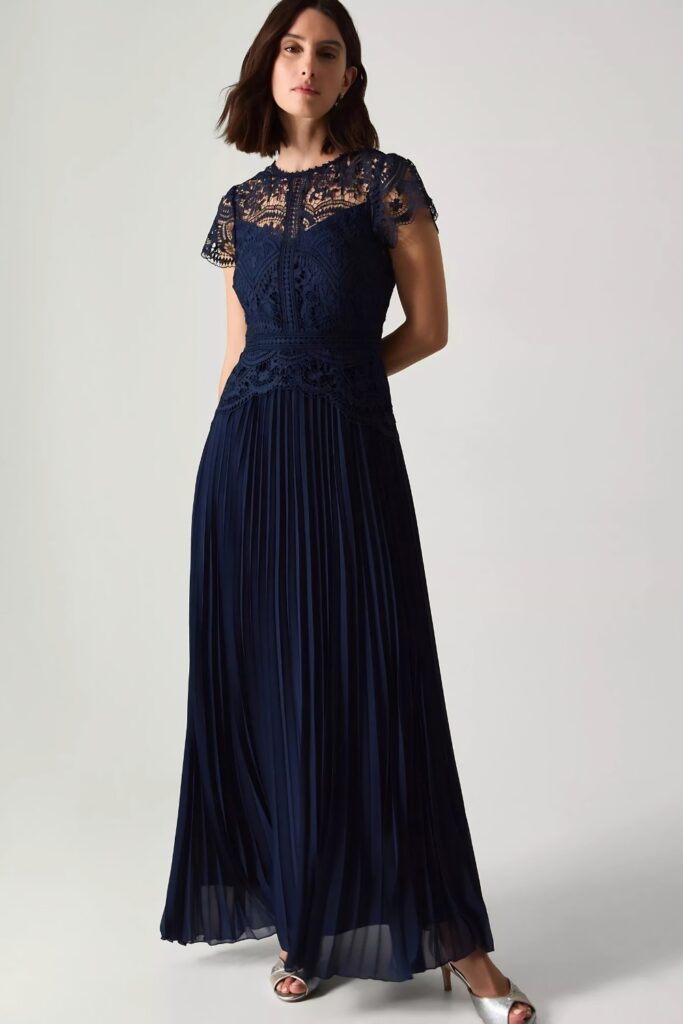Lace Pleated Bridesmaid Dress