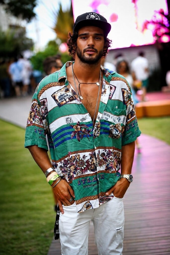 Linen Shorts and an Open Linen Shirt