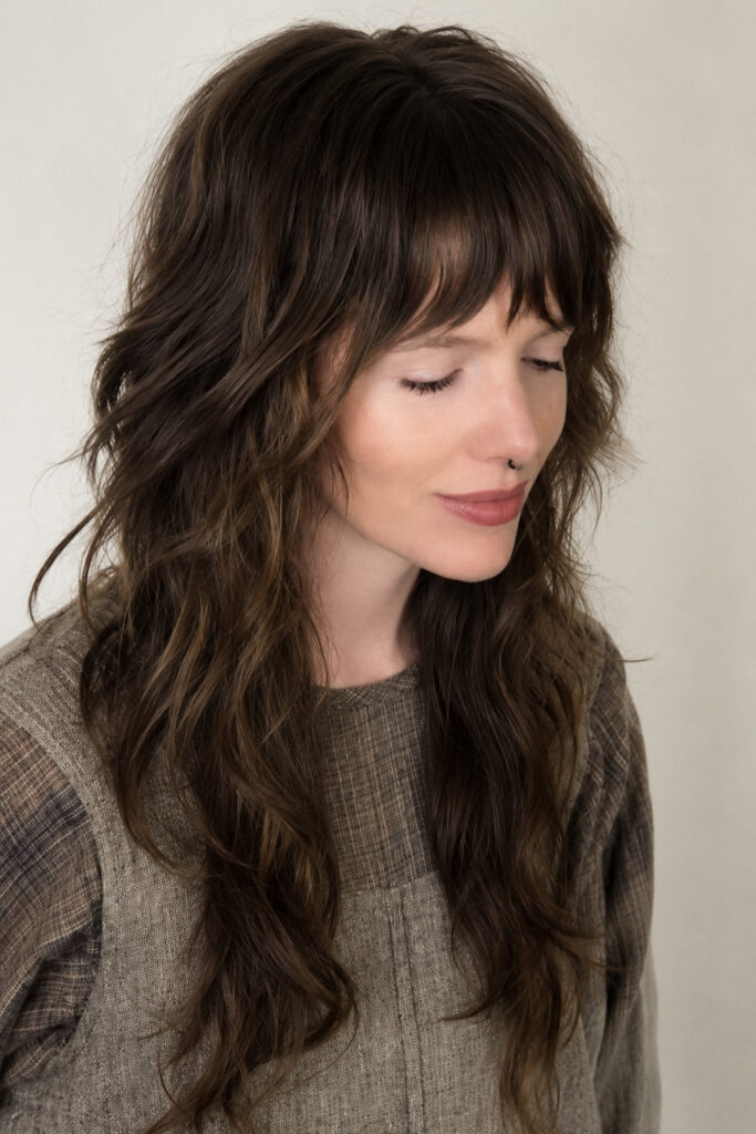 Long Grunge Shag with Blunt Fringe