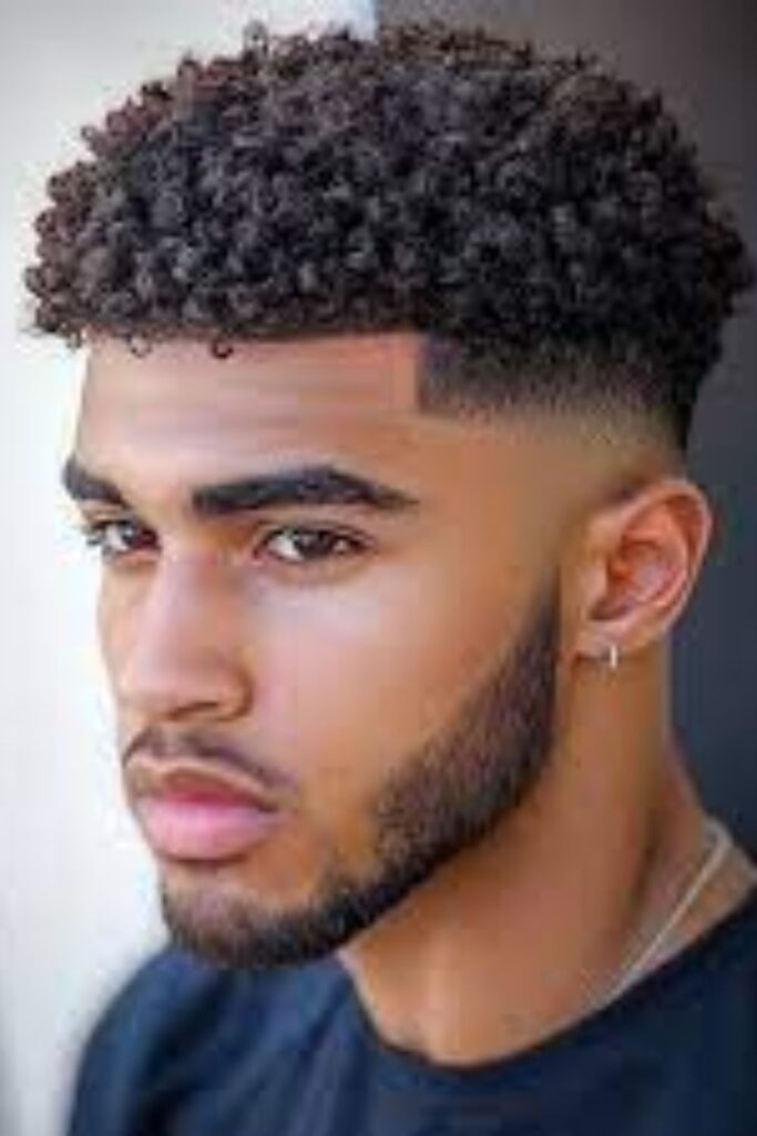 Low Fade Curly Black Hair