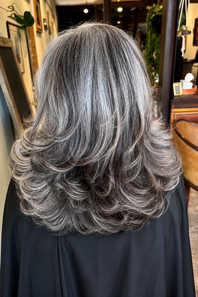 Lowlights and Highlights for Graying Dark Hair