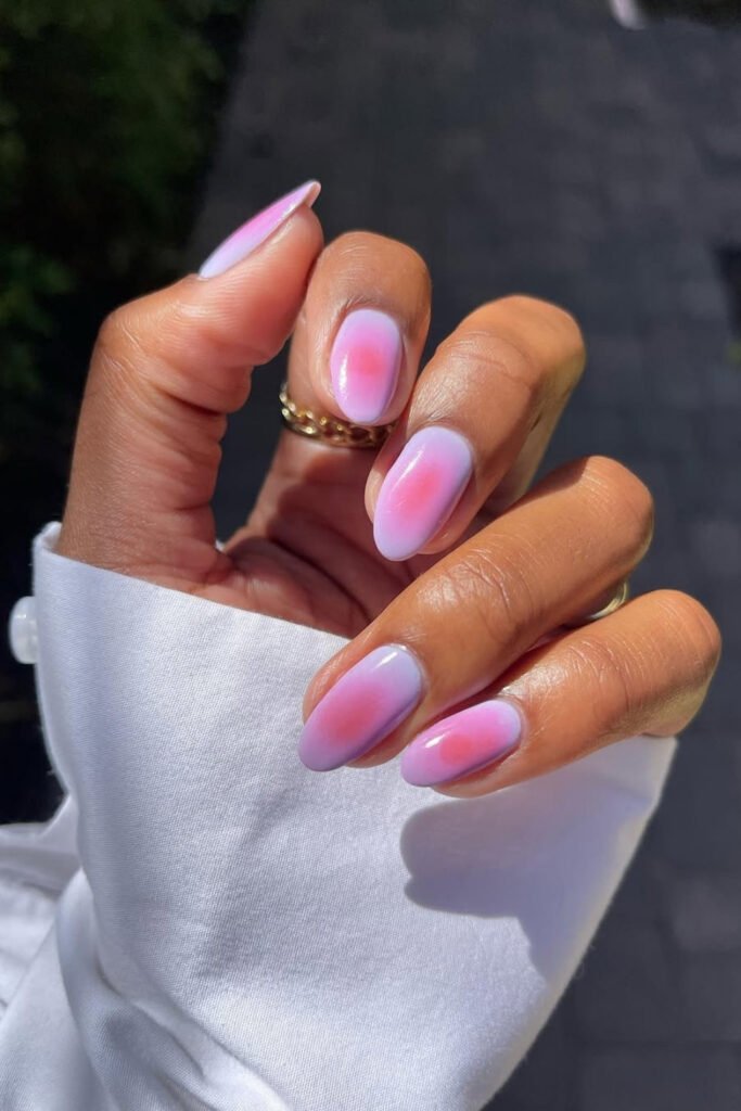 Mauve Aura Nails on Short Rounded Tips
