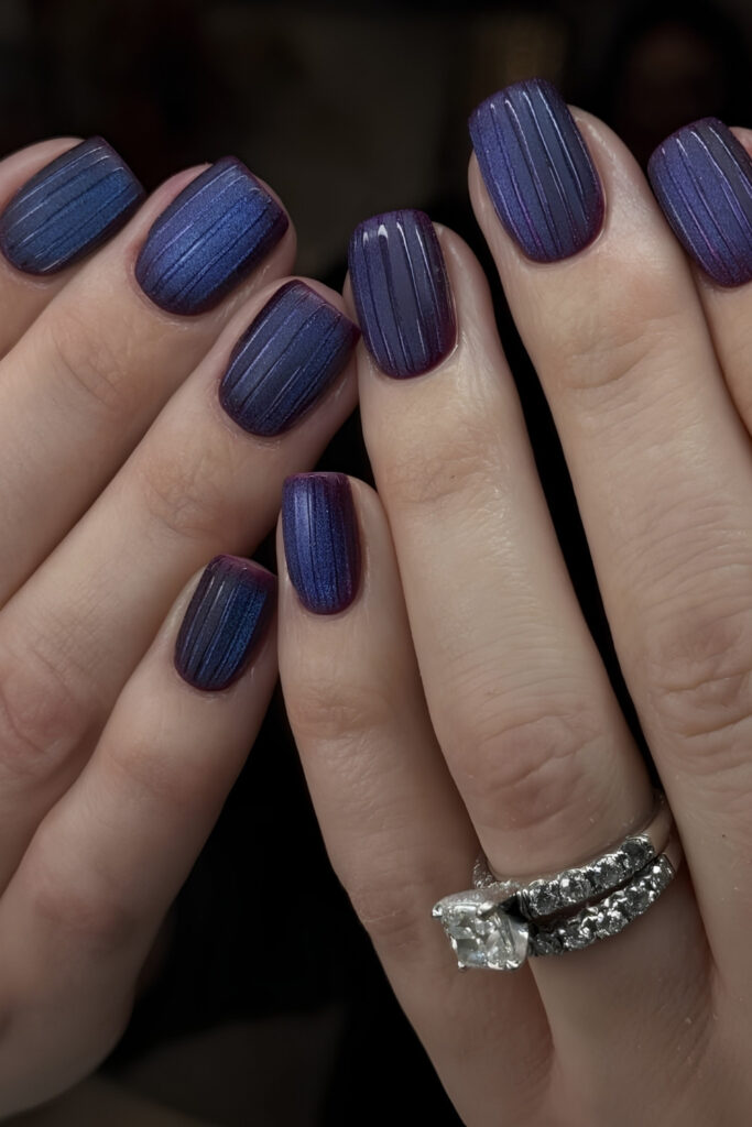 Midnight Violet Ribbed Nails