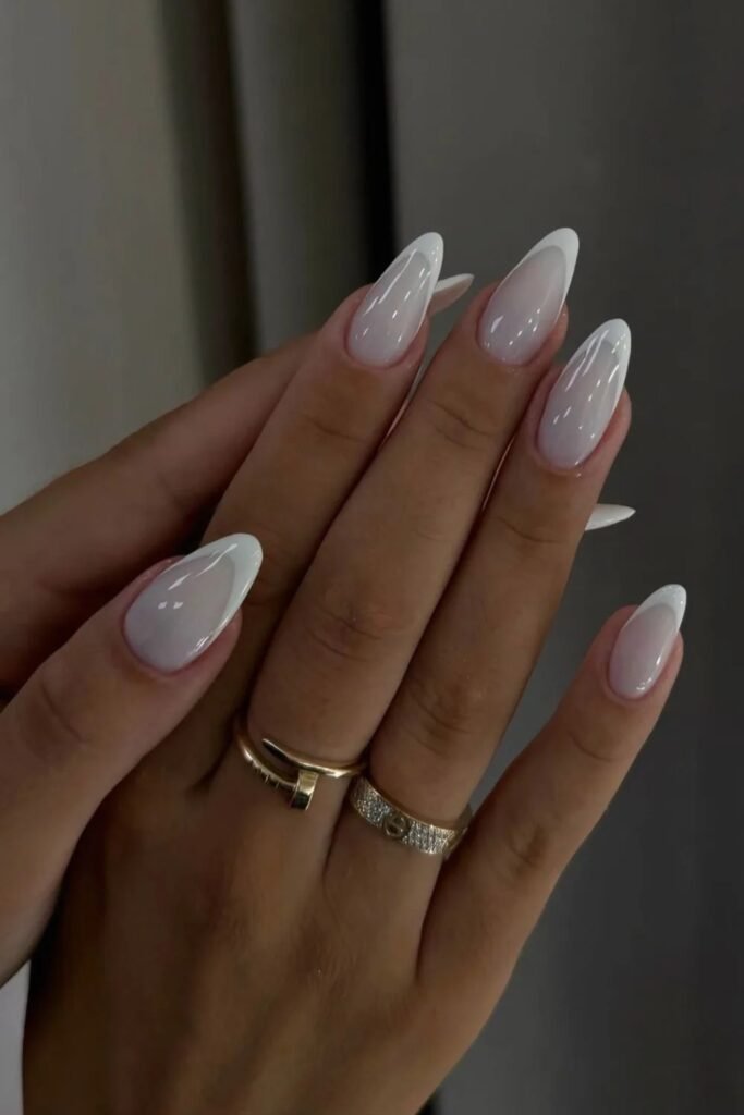 Milky White Snow Veil Nails