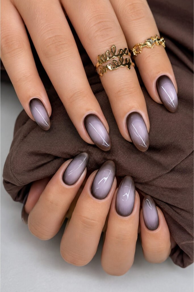Mocha Aura Square Nails