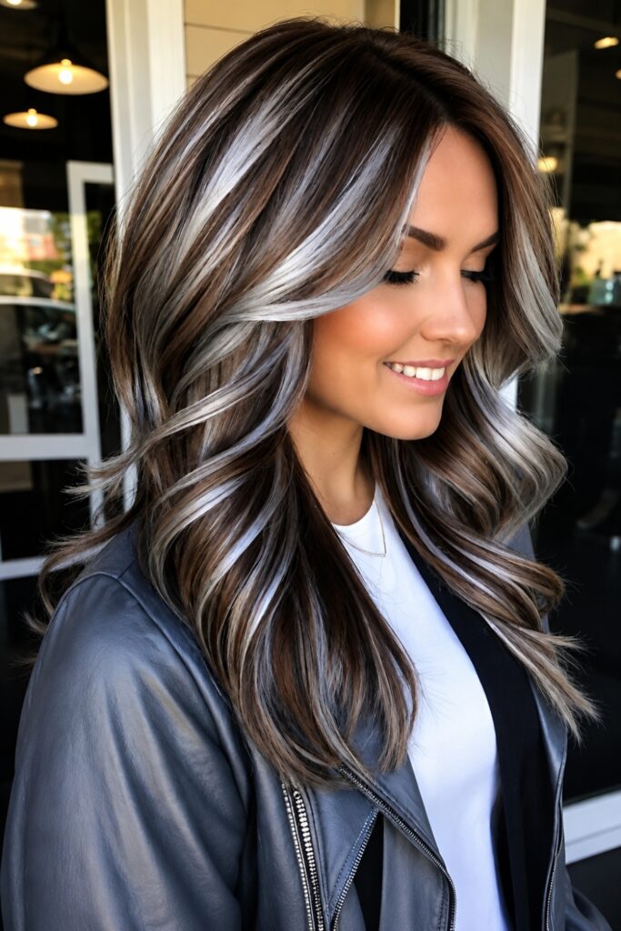 Mocha Brown with Silver Highlights