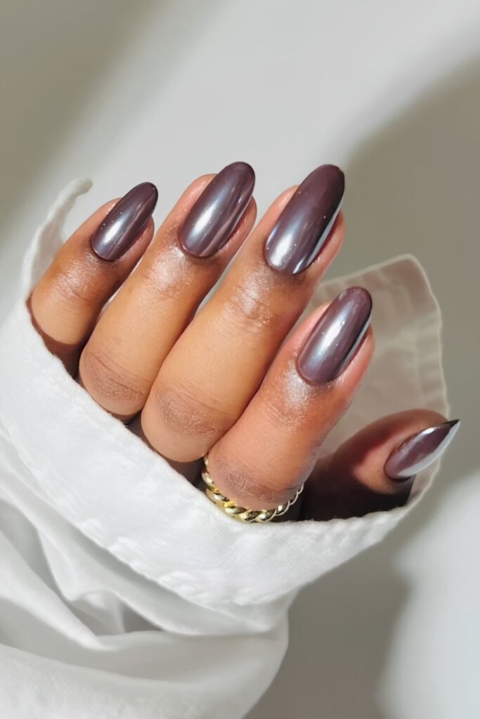 Mocha Chrome Square Nails
