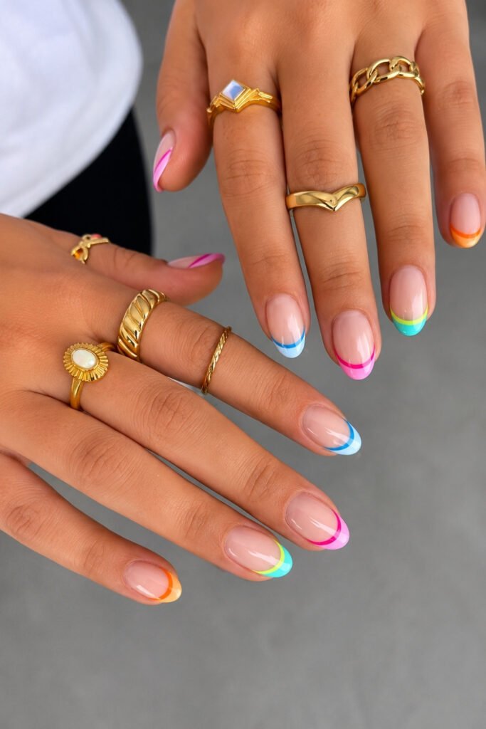 Neon French Tip July Nails
