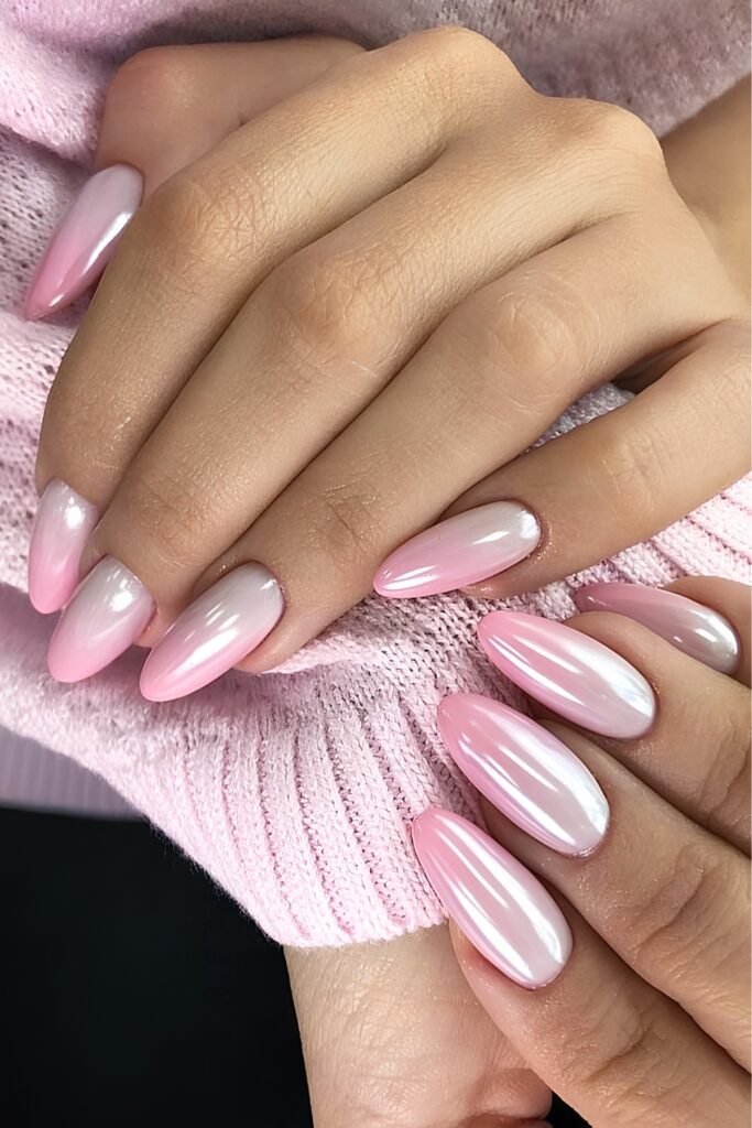 Pearl Pink Gradient Nails