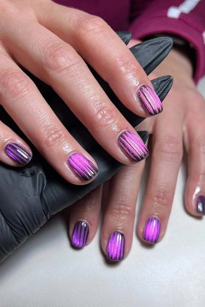 Purple Ribbed-Glass Nails