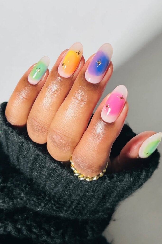 Rainbow Aura July Nails