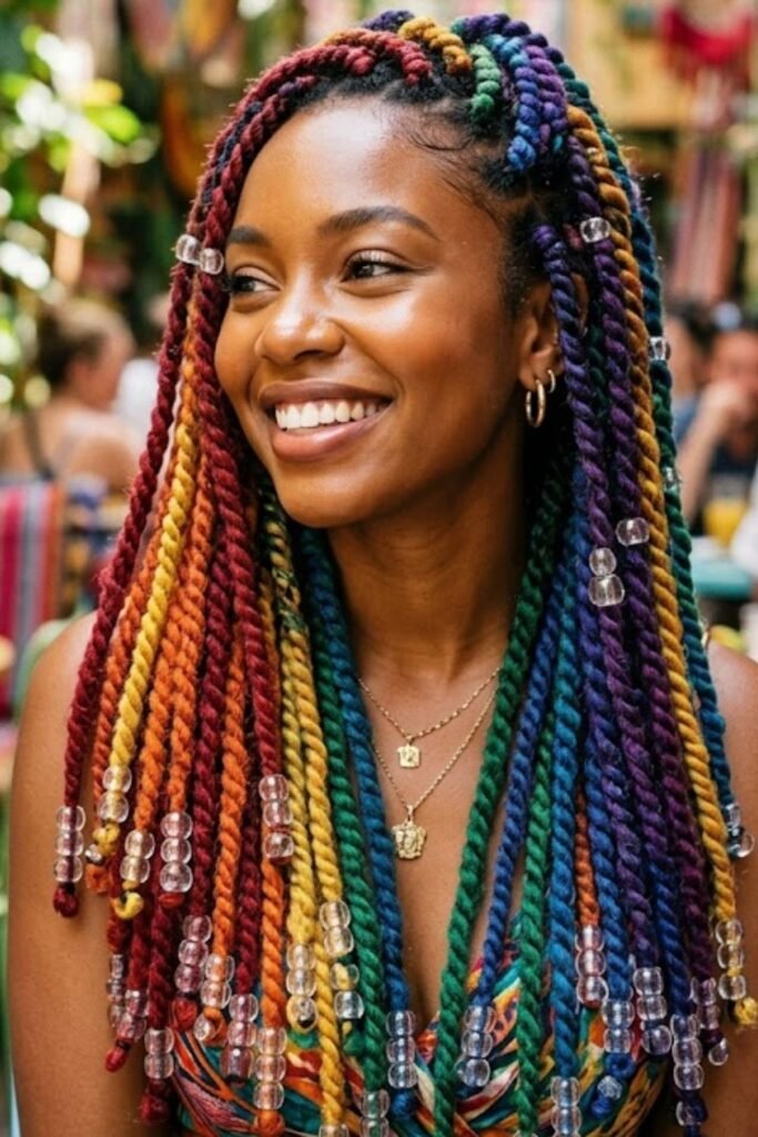 Rainbow Havana Twists with Clear Beads