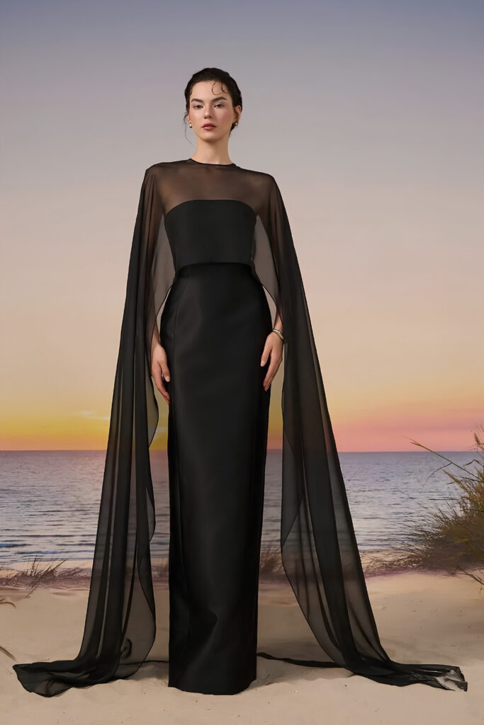 Sheer Evening Cape with Gown