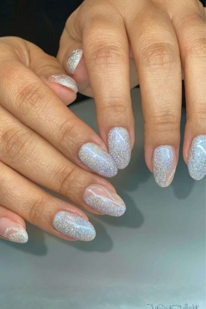 Shimmer Glitter Snow Nails