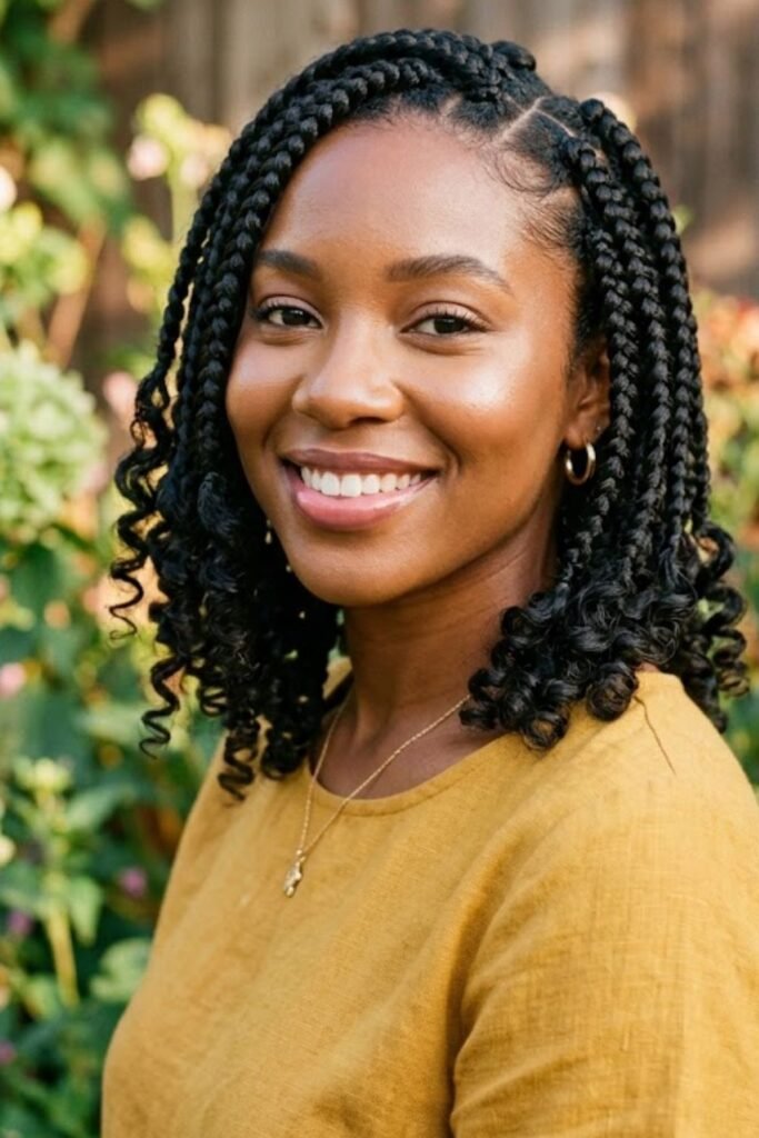 Short Dookie Braids with Curly Ends