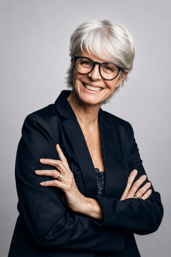 Shorter Feathered Cut on an older woman