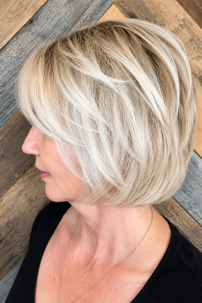 Side-Swept Bob on an older woman