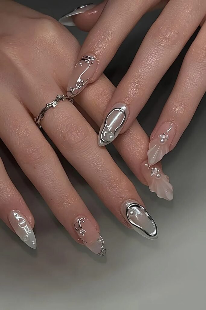 Silver Foil Frost Nails
