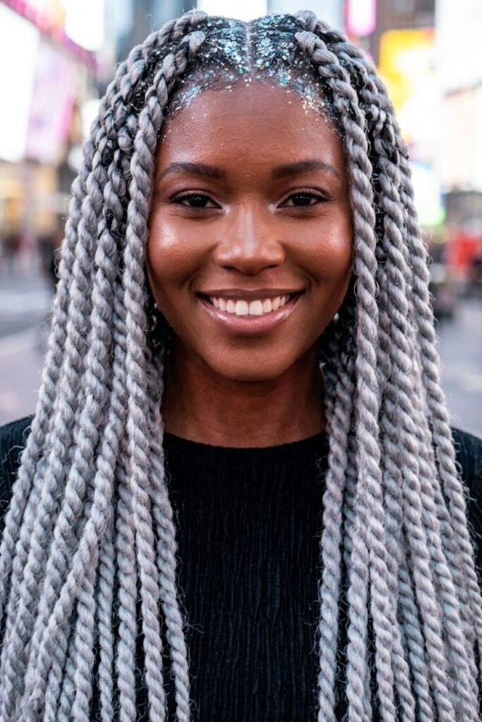 Silver Havana Twists with Glitter Roots