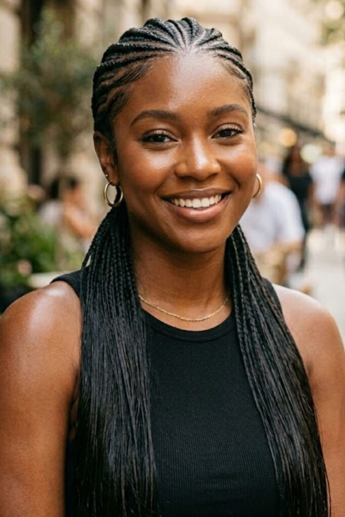 Slick Back Braids Into a Low Ponytail