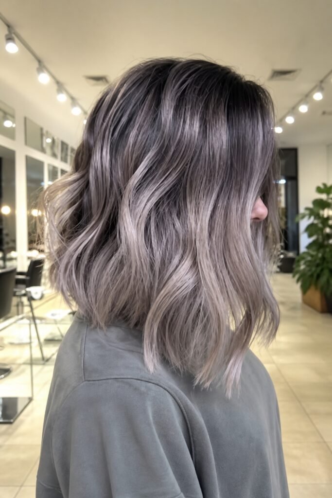 Ash blonde lob with smoky lowlights