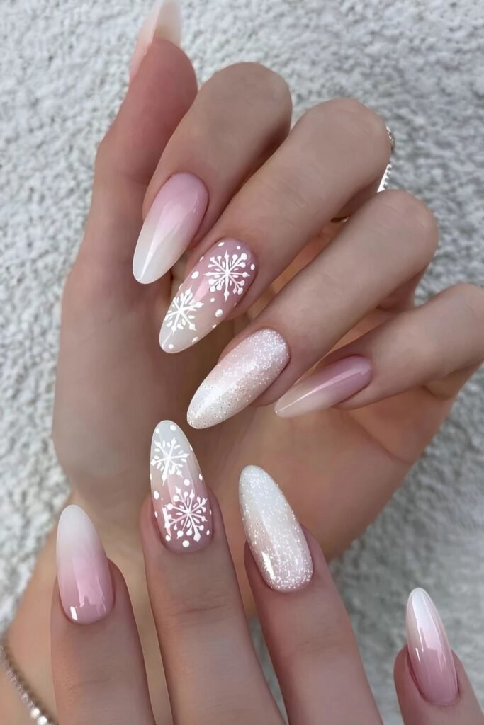 Snowflake Pearl Accent Nails