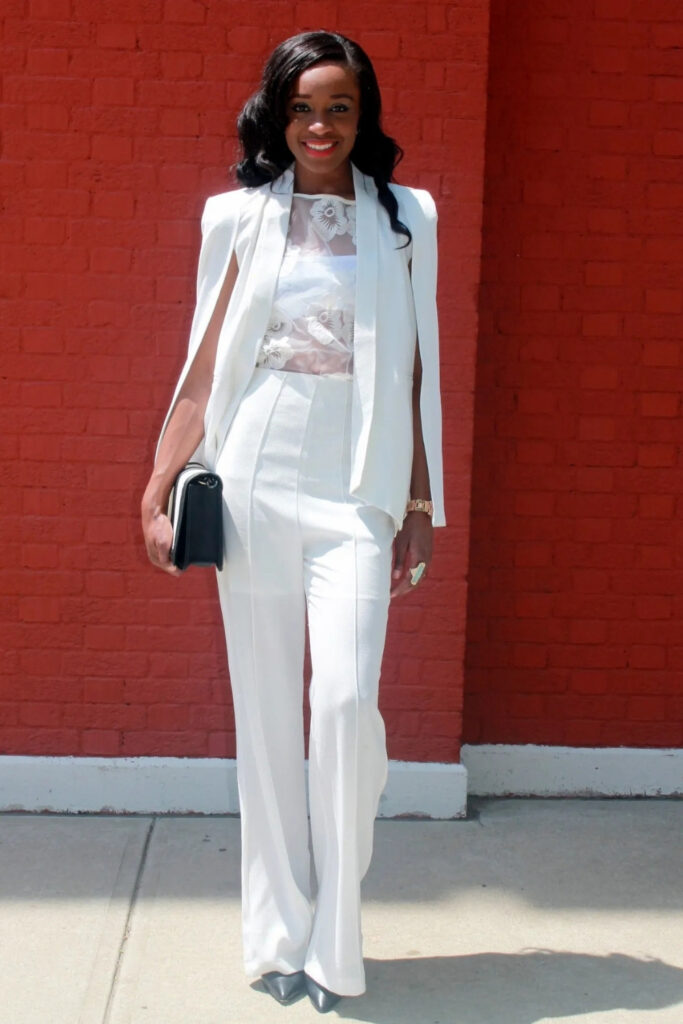 Structured Cape and Wide-Leg Pants