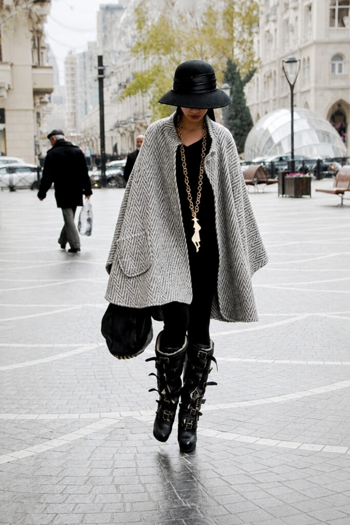 Tailored Cape Coat with Boots