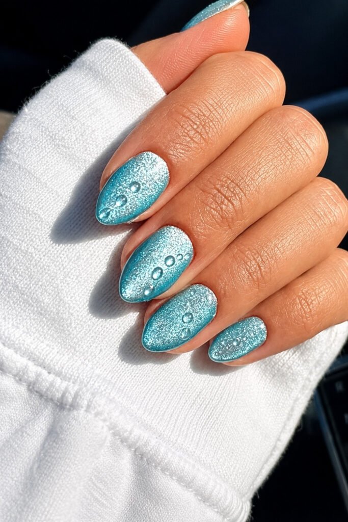 Turquoise Jelly July Nails