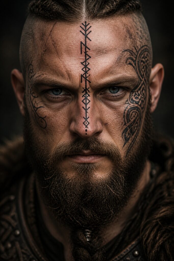 Vertical Forehead-to-Nose Rune Line