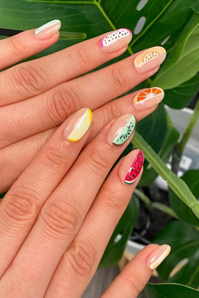 Watermelon Fruity Nail Art