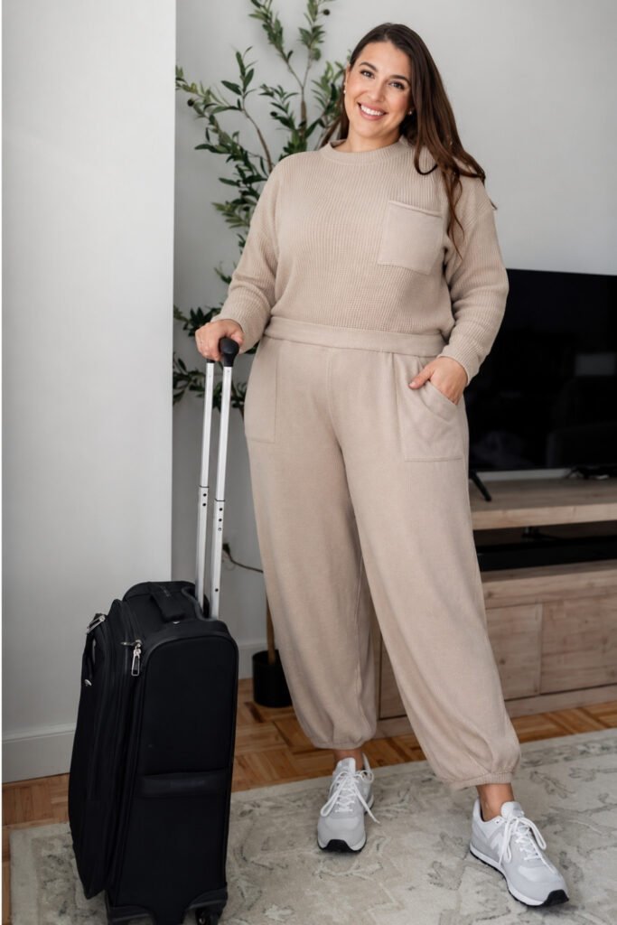 Wide-Leg Knit Set with Slip-On Trainers