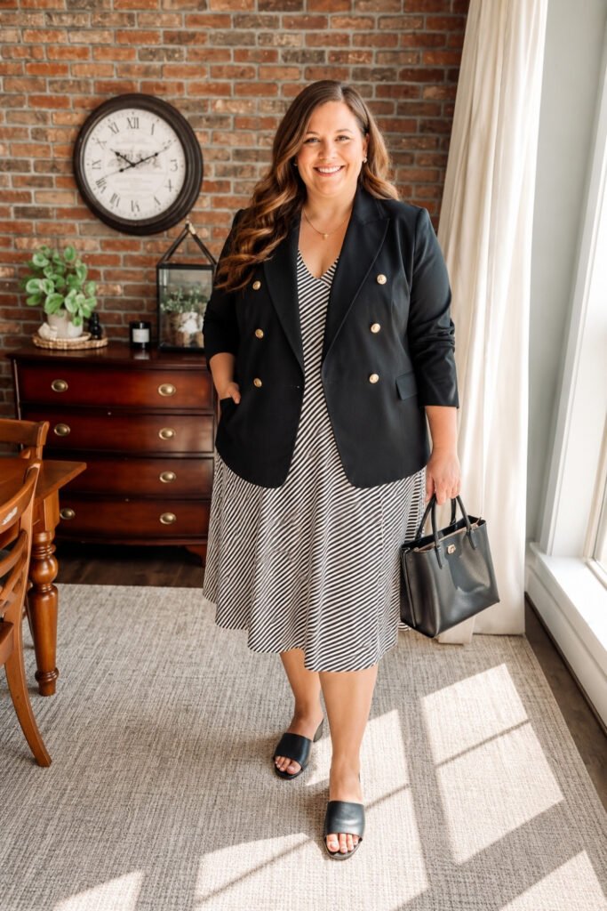 Wrap Dress with Block-Heel Mules