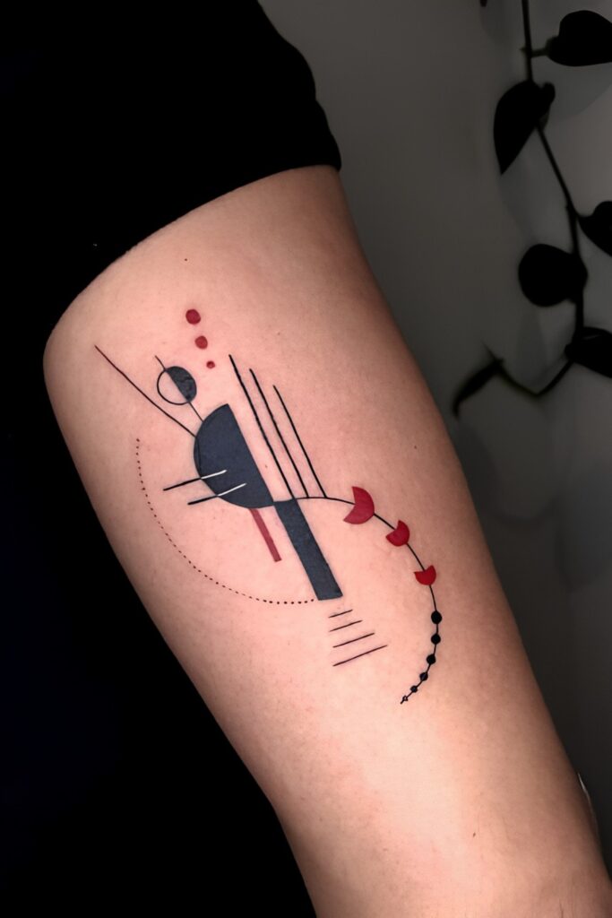 Abstract line work tattoo on a man