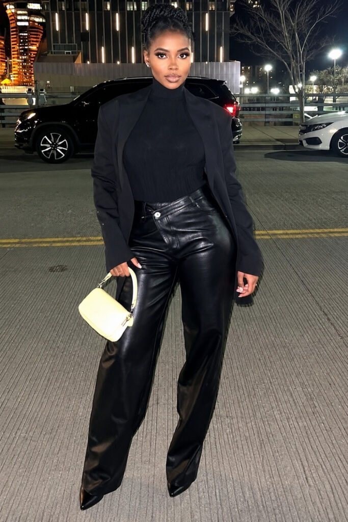 All-Black Outfit with Bold Accessories