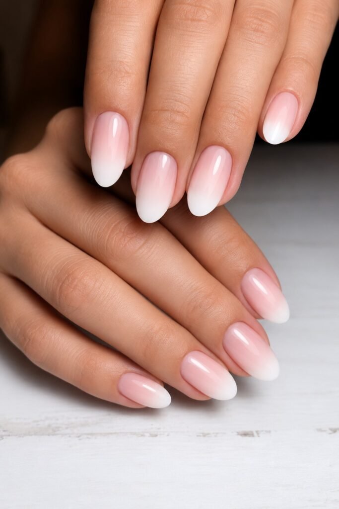 Almond Shape Baby Boomer Nails