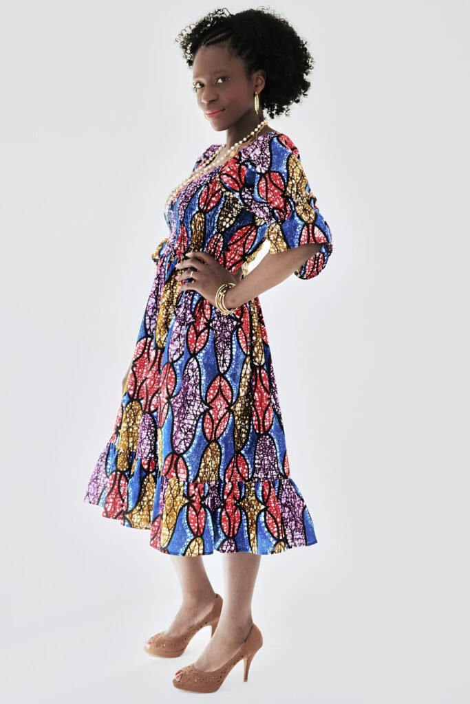 Ankara Smocked Midi Dress