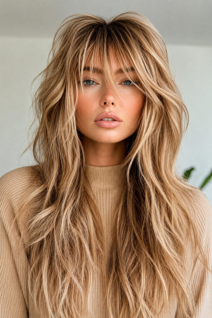 Beachy Blonde Shag for Long Hair