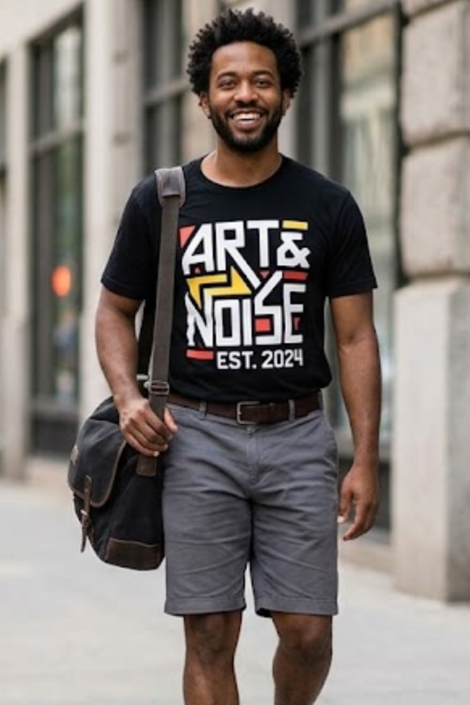 Bold Graphic Tee with Tailored Shorts