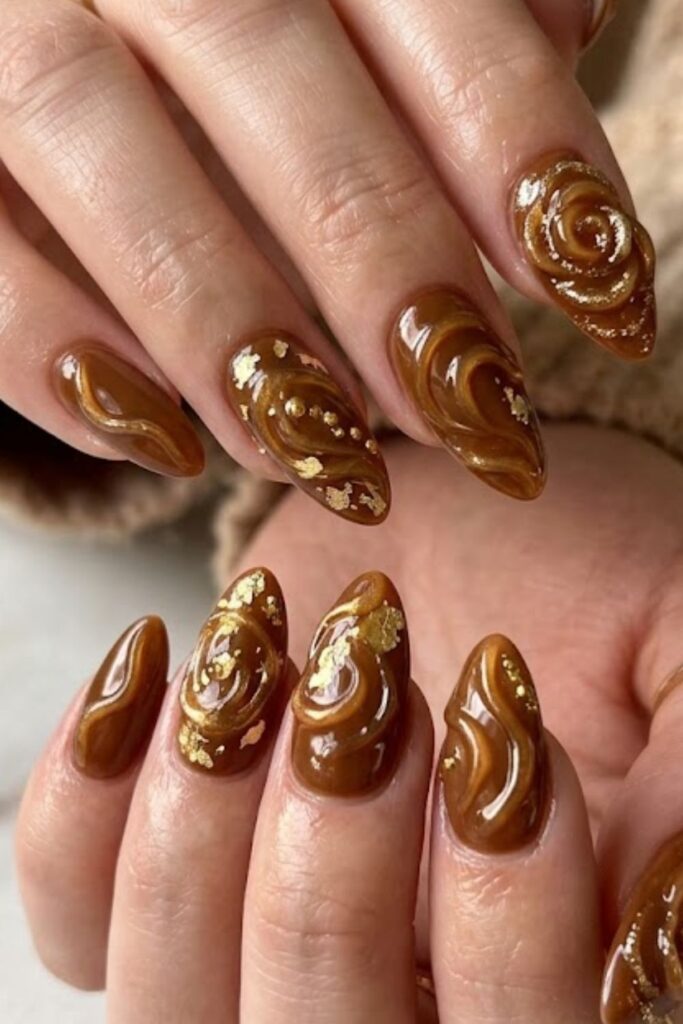 Textured Caramel nails