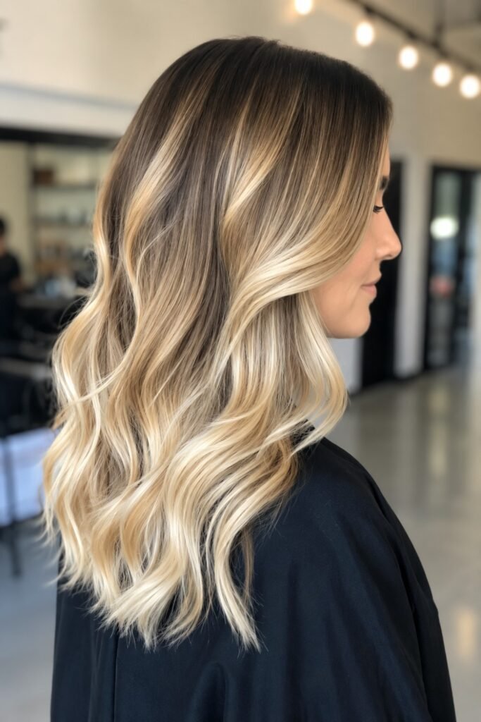 Champagne Blonde Air Touch on Dark Roots