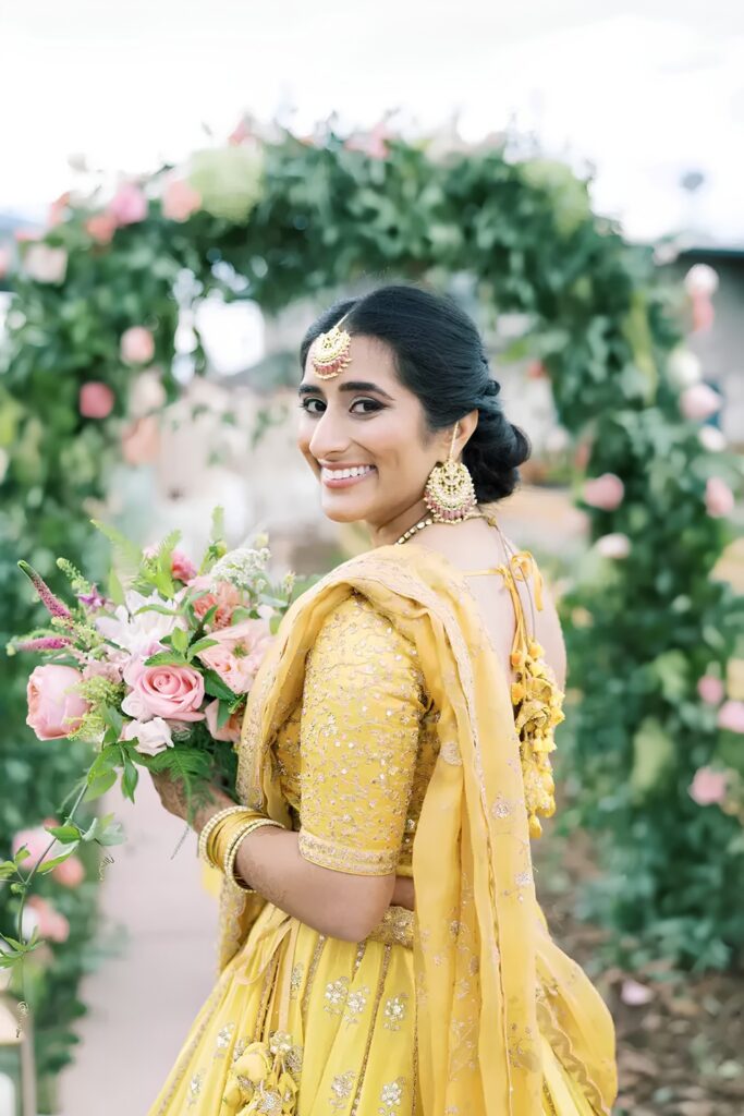 Bridesmaid makeup: charcoal shadow and a nude lip