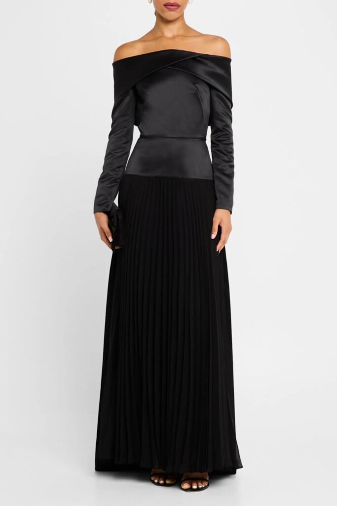 Chiffon Maxi Skirt With Silky Off-Shoulder Blouse