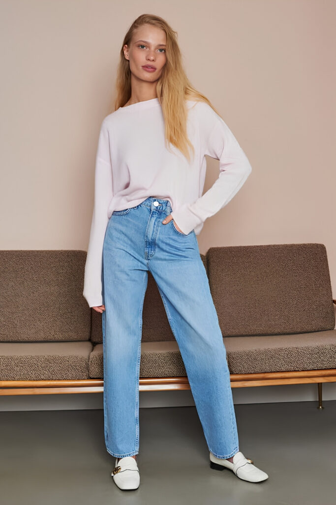 Crisp White T-Shirt with Straight-Leg Jeans