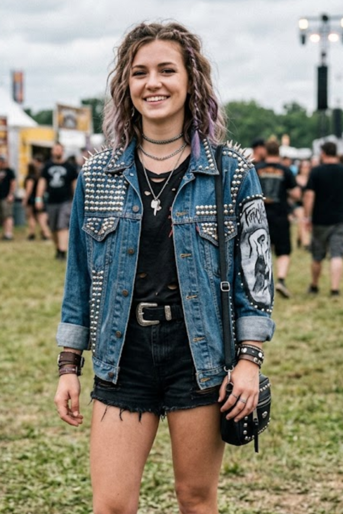 Custom Studded Denim Jacket Look