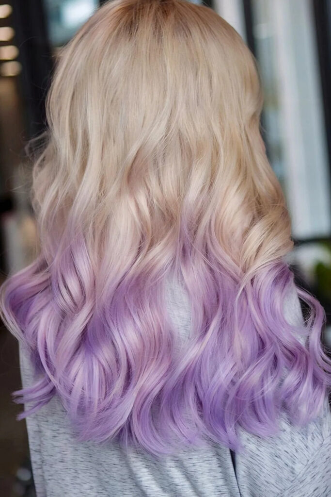 Dirty Blonde to Lilac Ombre hair